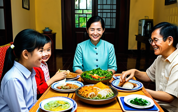 영화 제작사의 프로젝트 실패 사례 - Traditional Vietnamese Family Dinner**

*   **Prompt:** "Warm, golden-hour light illuminates a cozy ...