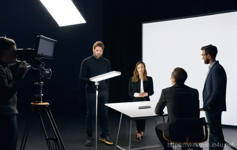 영화 제작 장비 리뷰 - **Prompt:** A dynamic, young female filmmaker, dressed in practical and stylish activewear (jogging ...