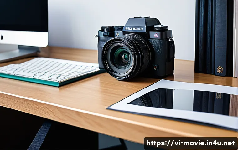 촬영 실기 시험 준비 전략 - **Prompt: The Prepared Photographer's Desk**
    "A meticulously organized desk belonging to a profe...