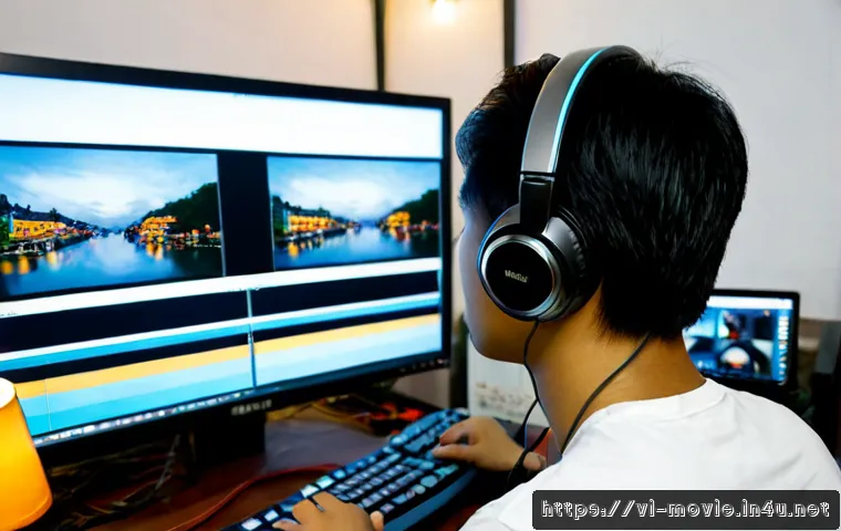 영화 편집 전문가가 되는 법 - Photorealistic Vietnamese young adult film editor working at a modern editing desk in Ho Chi Minh Ci...
